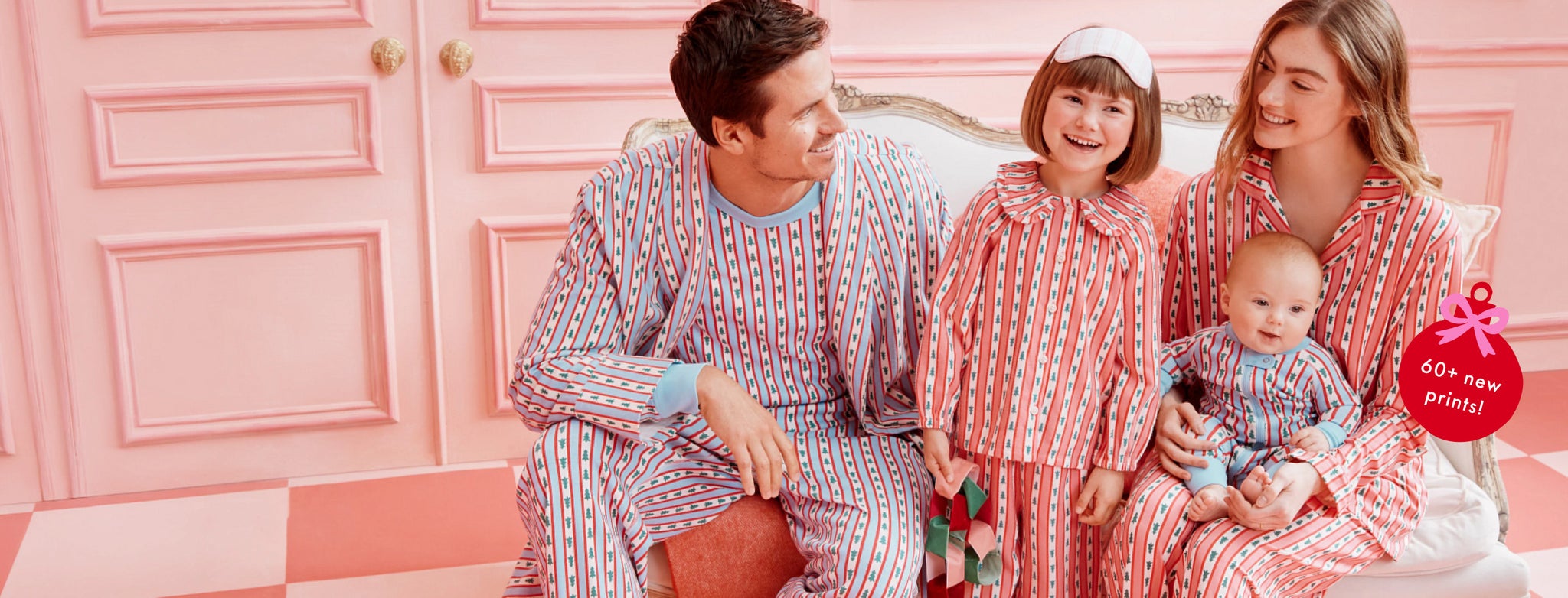 family in matching Tree Ribbons pajamas new holiday PJs
in styles & prints for everyone
60+ new prints!
family in matching Tree Ribbons pajamas