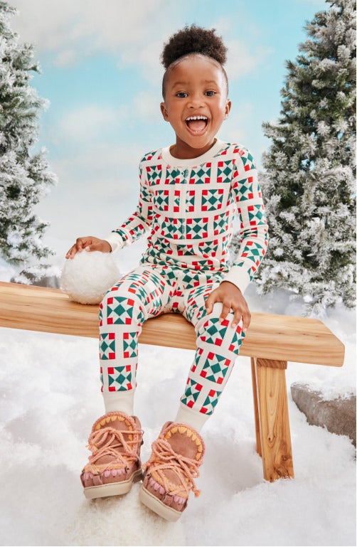 new PJ prints
girl wearing christmas quilt PJ