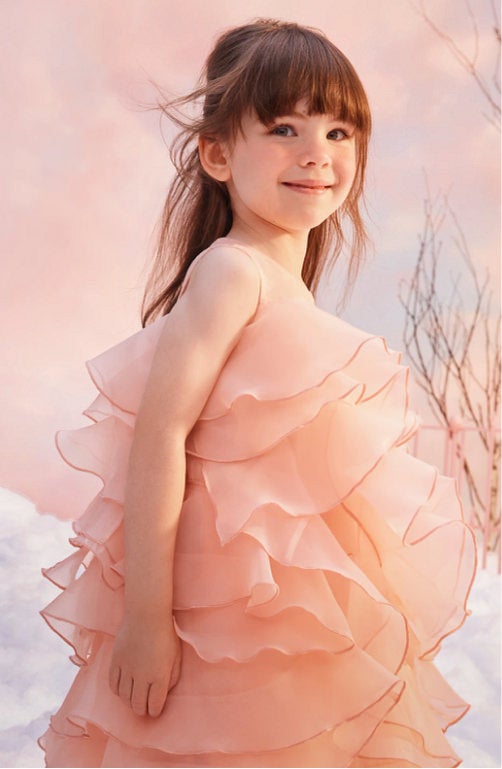 new dresses girl in pink ruffled tiered holiday dress