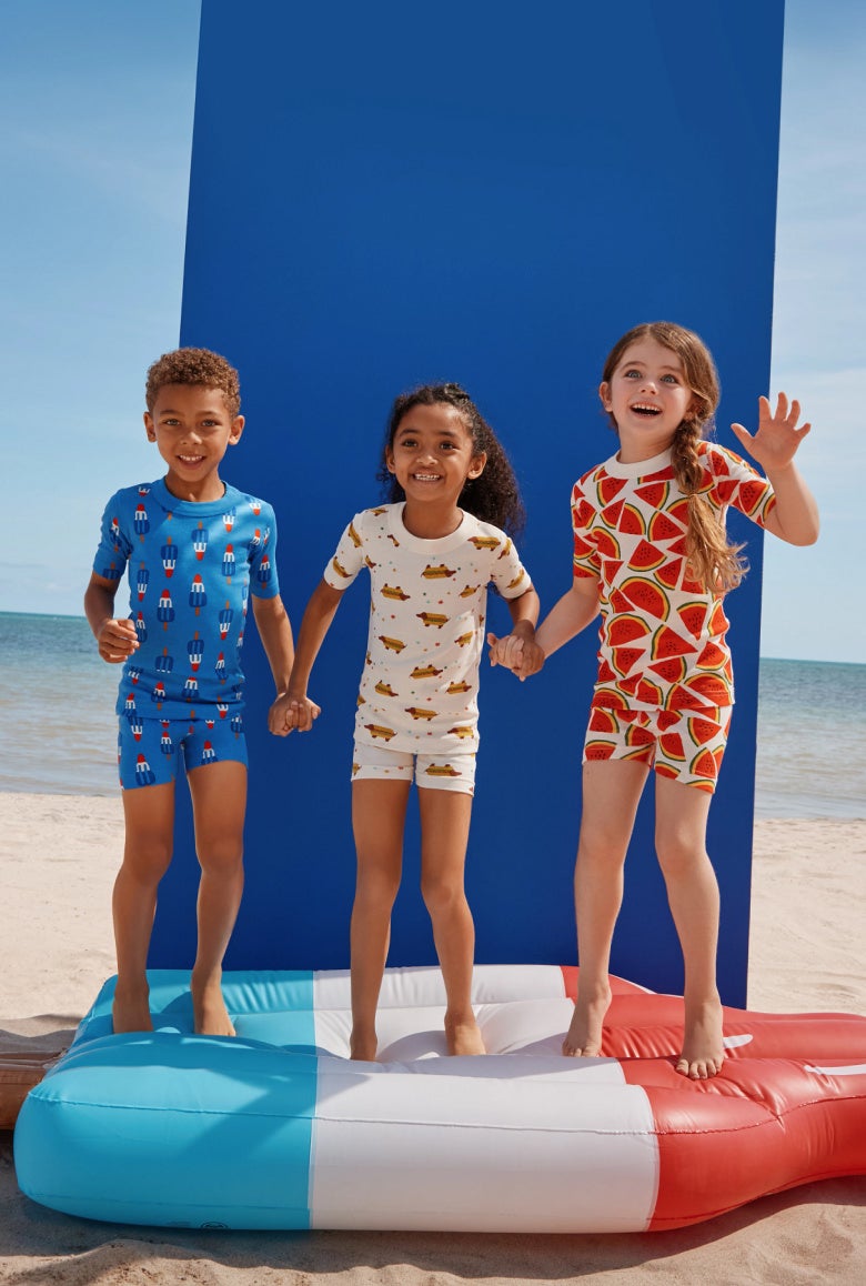 red, white, and new pajamas