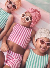 Children in striped swimwear