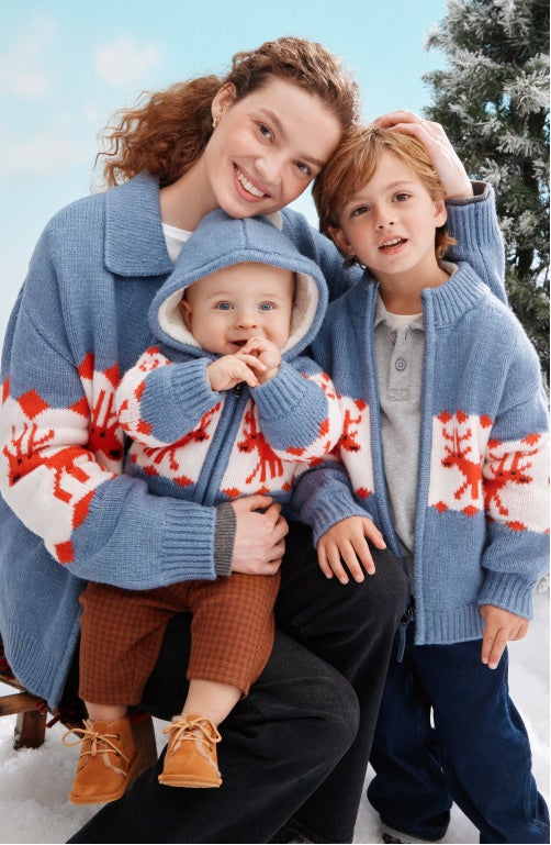 new ways to match
family in matching holiday reindeer sweaters