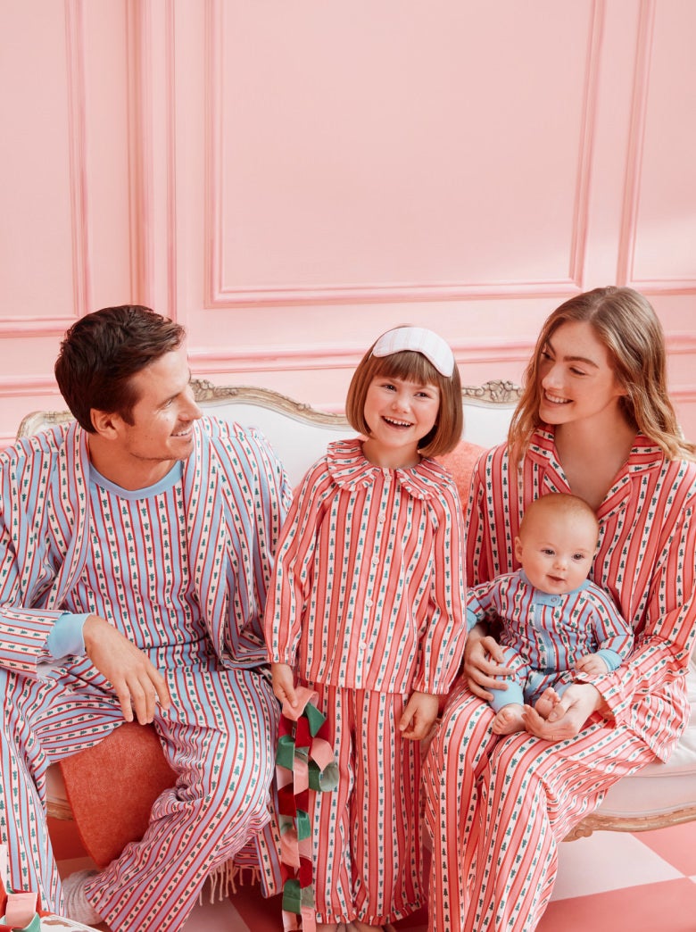 NEW NEW NEW
60+ holiday print
Made to match or mix.
family in matching Tree Ribbons print PJs
