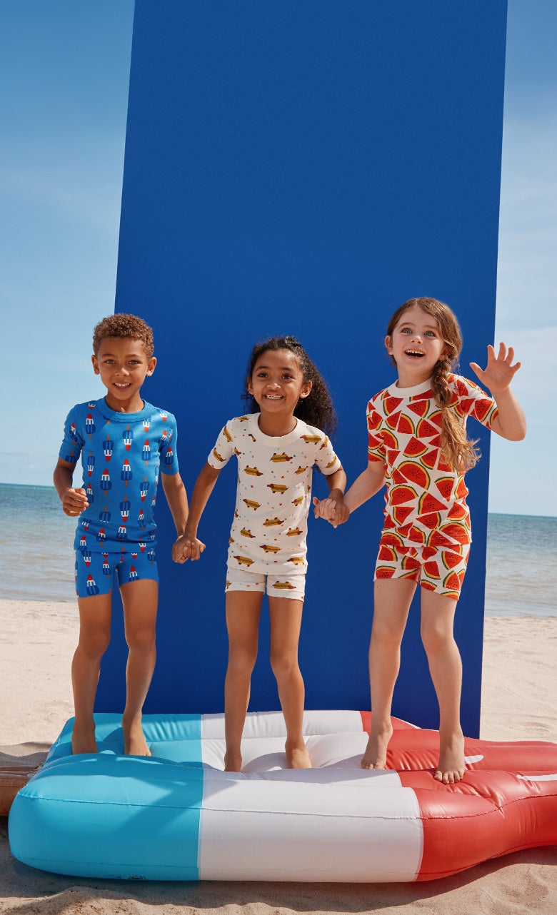 red, white, and blue pajamas