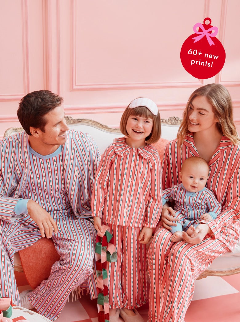 family in matching Tree Ribbons pajamas new holiday PJs
in styles & prints for everyone
60+ new prints!
family in matching Tree Ribbons pajamas
