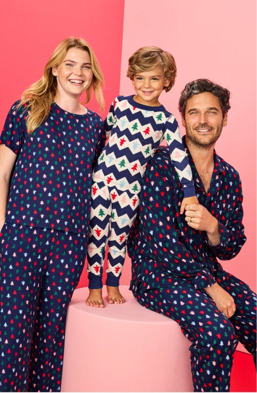 family in matching pajamas