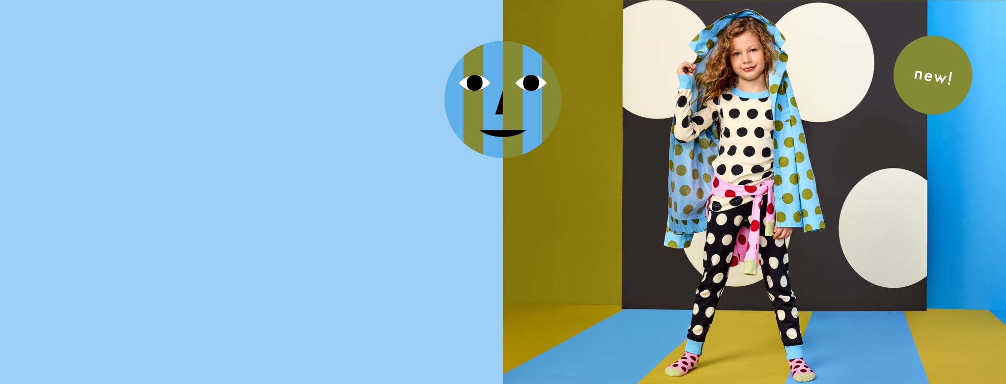 girl in polka dot printed clothes 