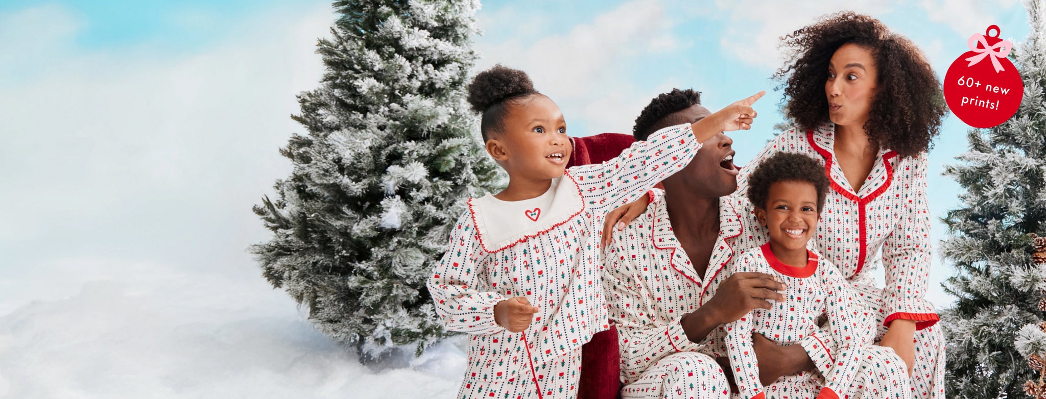 holiday is here!
new family PJs
family wearing new matching Christmas PJs