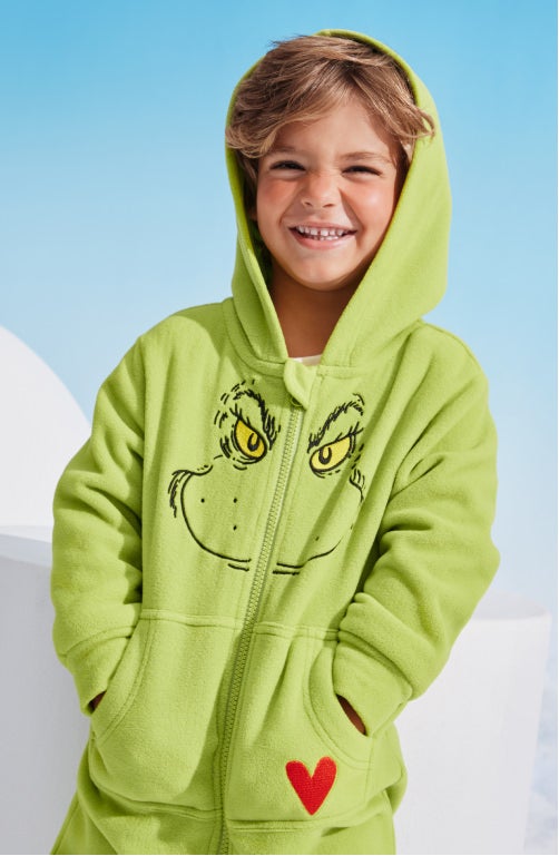 new character styles
boy wearing Grinch jumpsuit