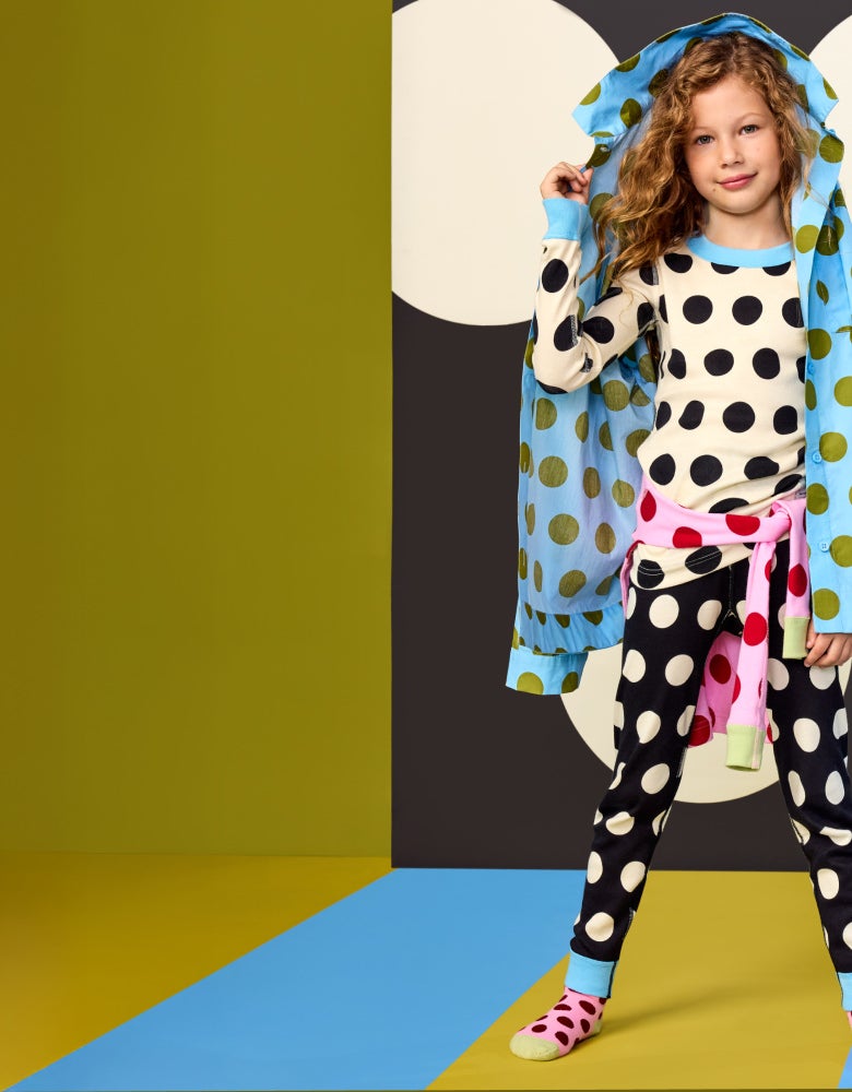 girl in polka dot printed clothes